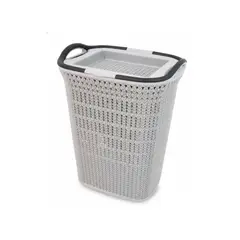 QRUBBER - Canasto para ropa plástico 54L Crochet Gris MQ