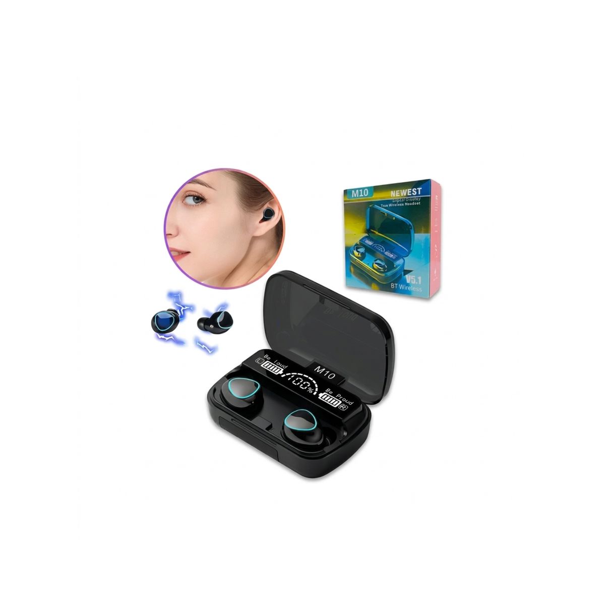 GENERICO - Audífonos In-Ear Bluetooth M10 TWS  Power Bank Integrado y Pantalla LED