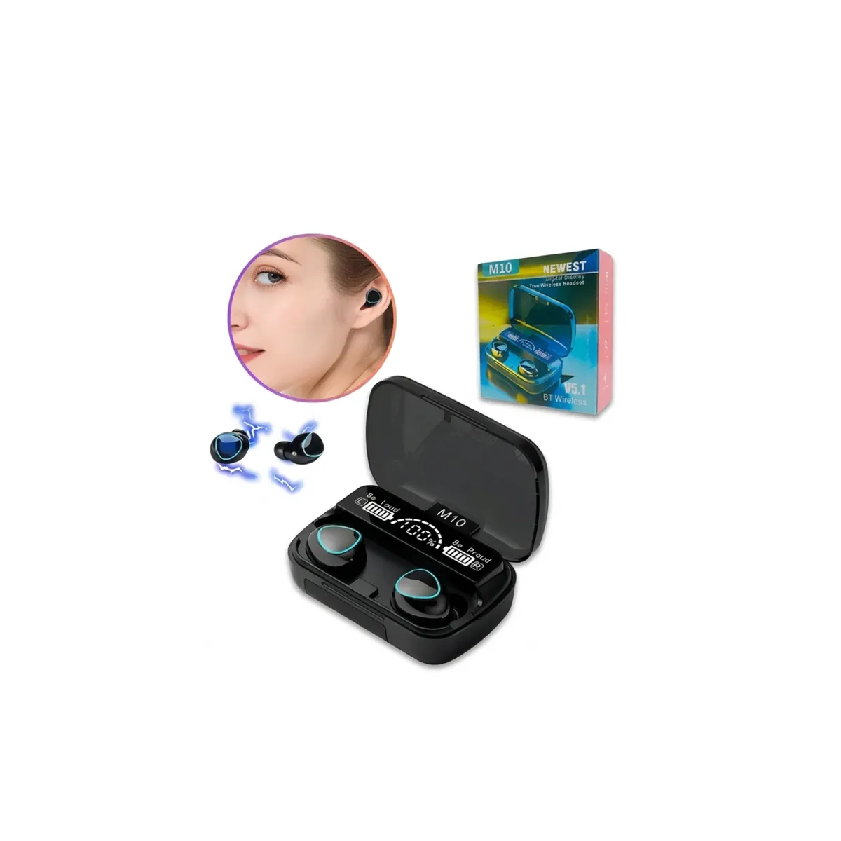GENERICO - Audífonos In-Ear Bluetooth M10 TWS  Power Bank Integrado y Pantalla LED