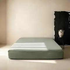 HYPNOS - Sábana Bajera Algodón Lavado Premium 300 Hilos Ultra Suave