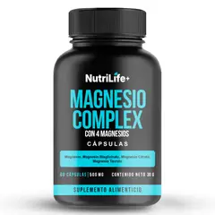 EMETRES - Magnesio Complex Con 4 Magnesio 60 Capsulas Nutrilife+ 500 mg Sin Sabor