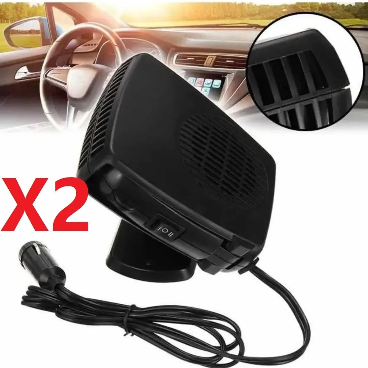 GENERICO - Calefactor Pack X2 Para Auto 12v 200w Calefaccion Portatil