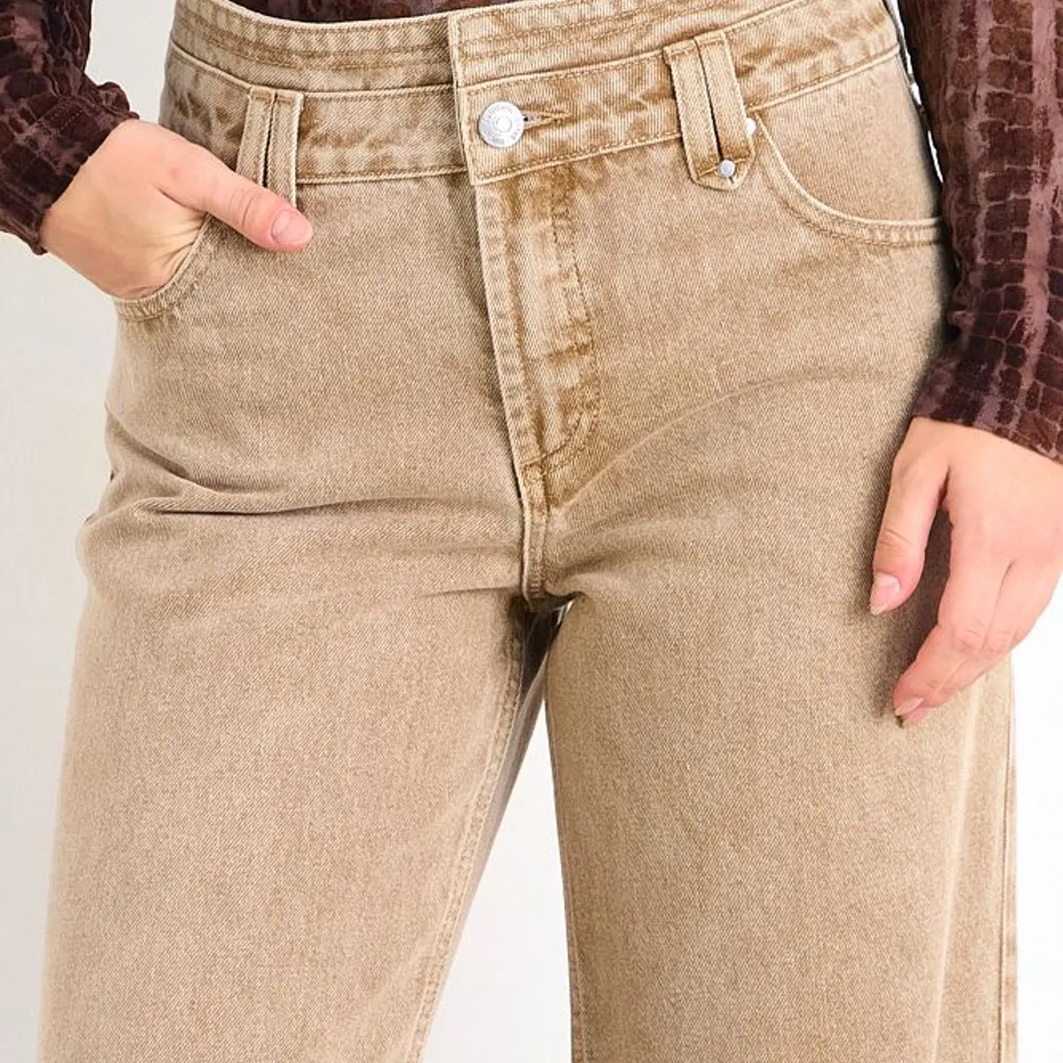 IO - Jeans Liso Mujer Beige Io