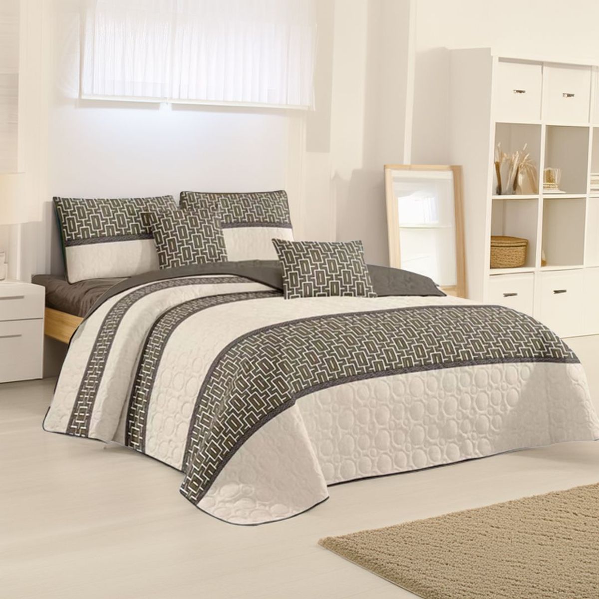 GENERICO - Cubrecama Quilt De Verano Con Diseño TF Plaza Y Media