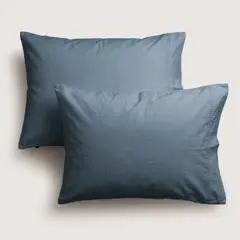 HYPNOS - Funda Almohada Algodón Lavado - 50x70 - Azul Piedra.