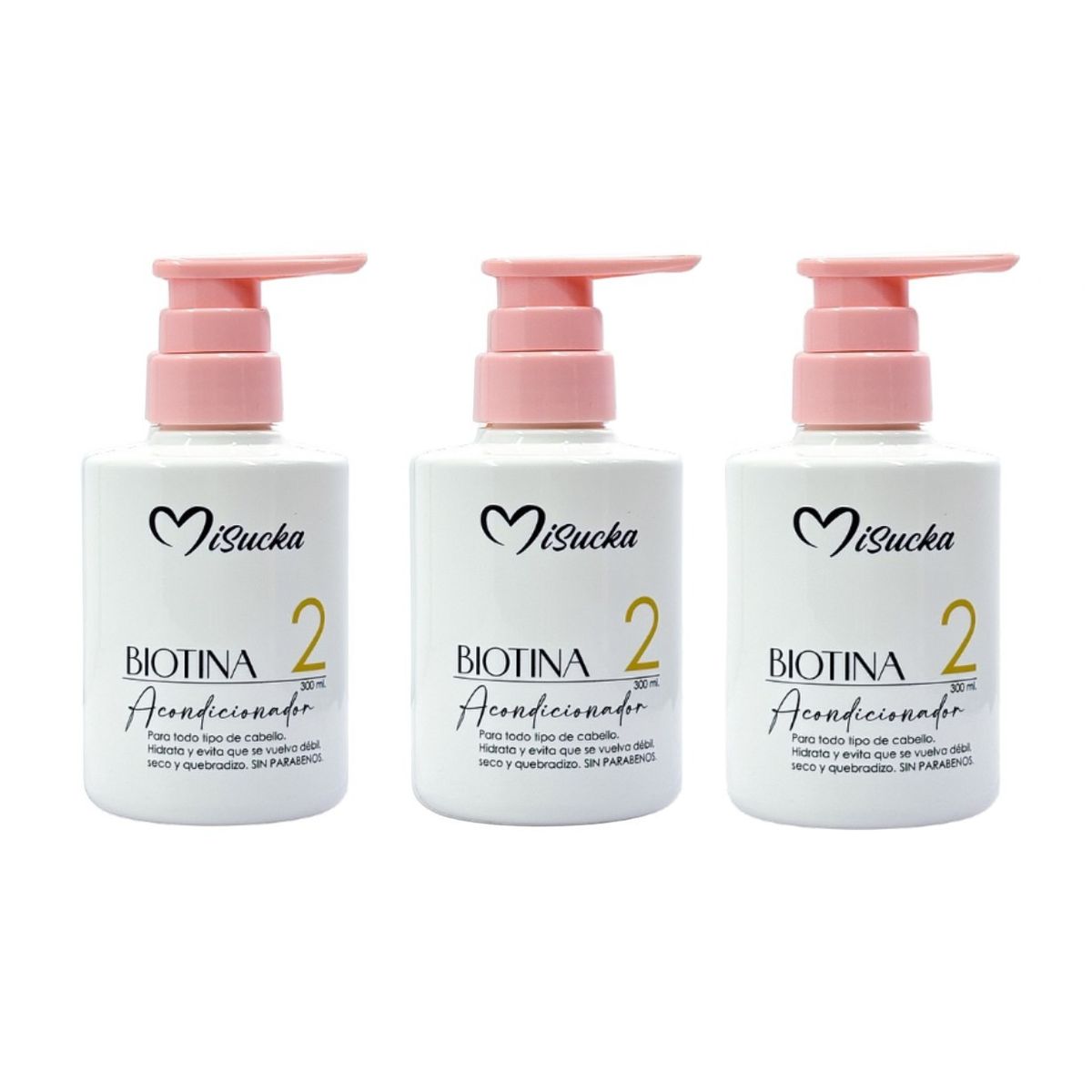 GENERICO - Pack 3 Acondicionador Misucka con Biotina de 900ml