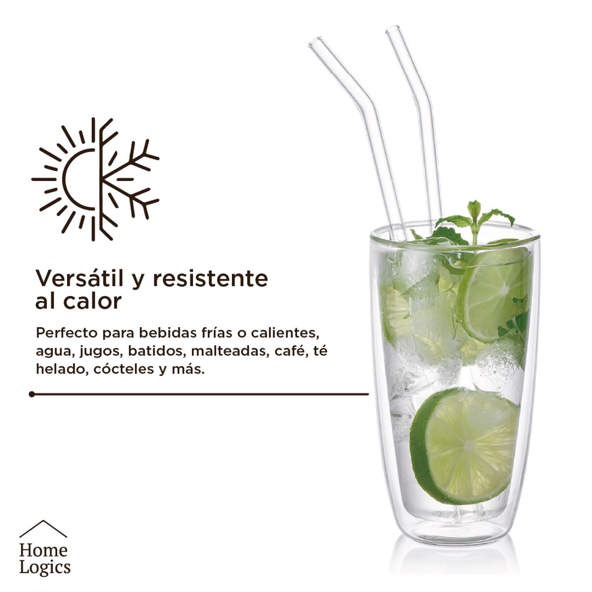 HOME LOGICS - Set 6 Bombillas Vidrio Reutilizables Home Logics