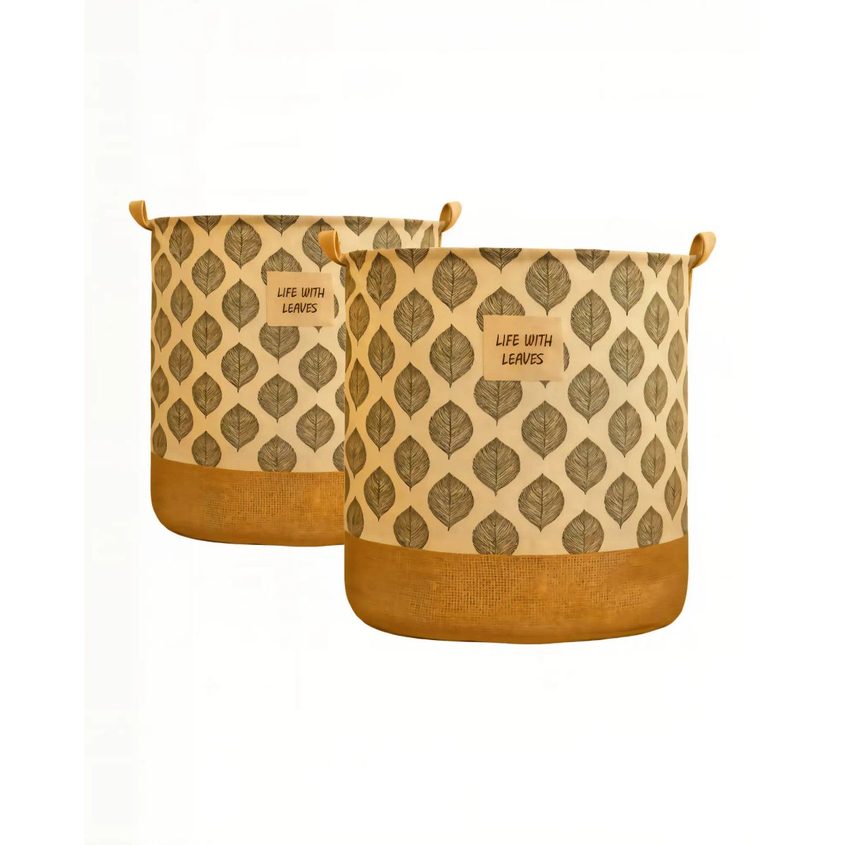 GENERICO - SET DE 2 CANASTOS  DE YUTE PARA ROPA 40CMX50CM CON DISEÑO 1