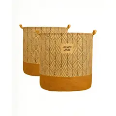 GENERICO - SET DE 2 CANASTOS DE YUTE PARA ROPA 40CMX50CM CON DISEÑO 3