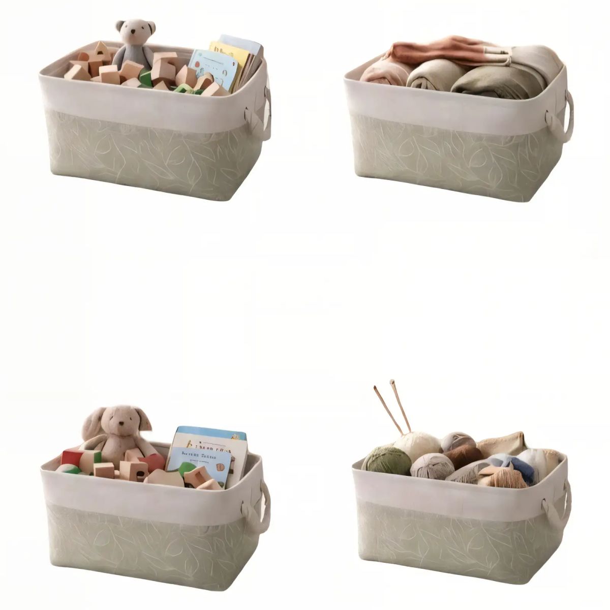 GENERICO - SET DE 4 CANASTO ORGANIZADOR 33CMX20CMX20CM COLOR VERDE
