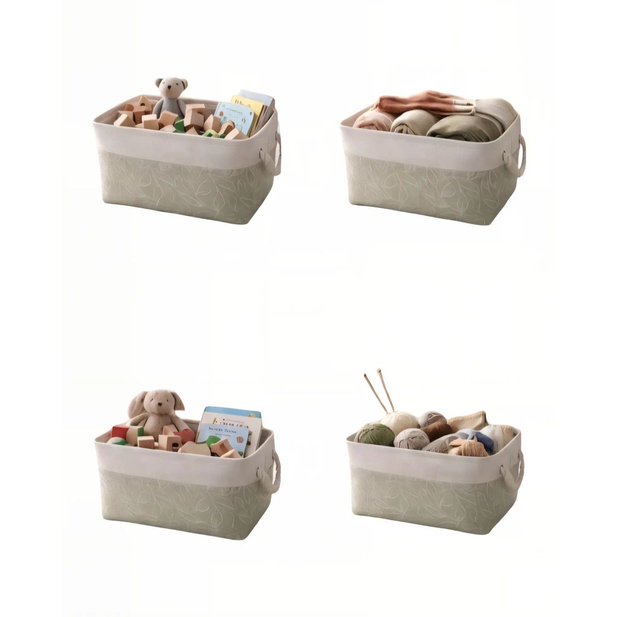 GENERICO - SET DE 4 CANASTO ORGANIZADOR 33CMX20CMX20CM COLOR VERDE