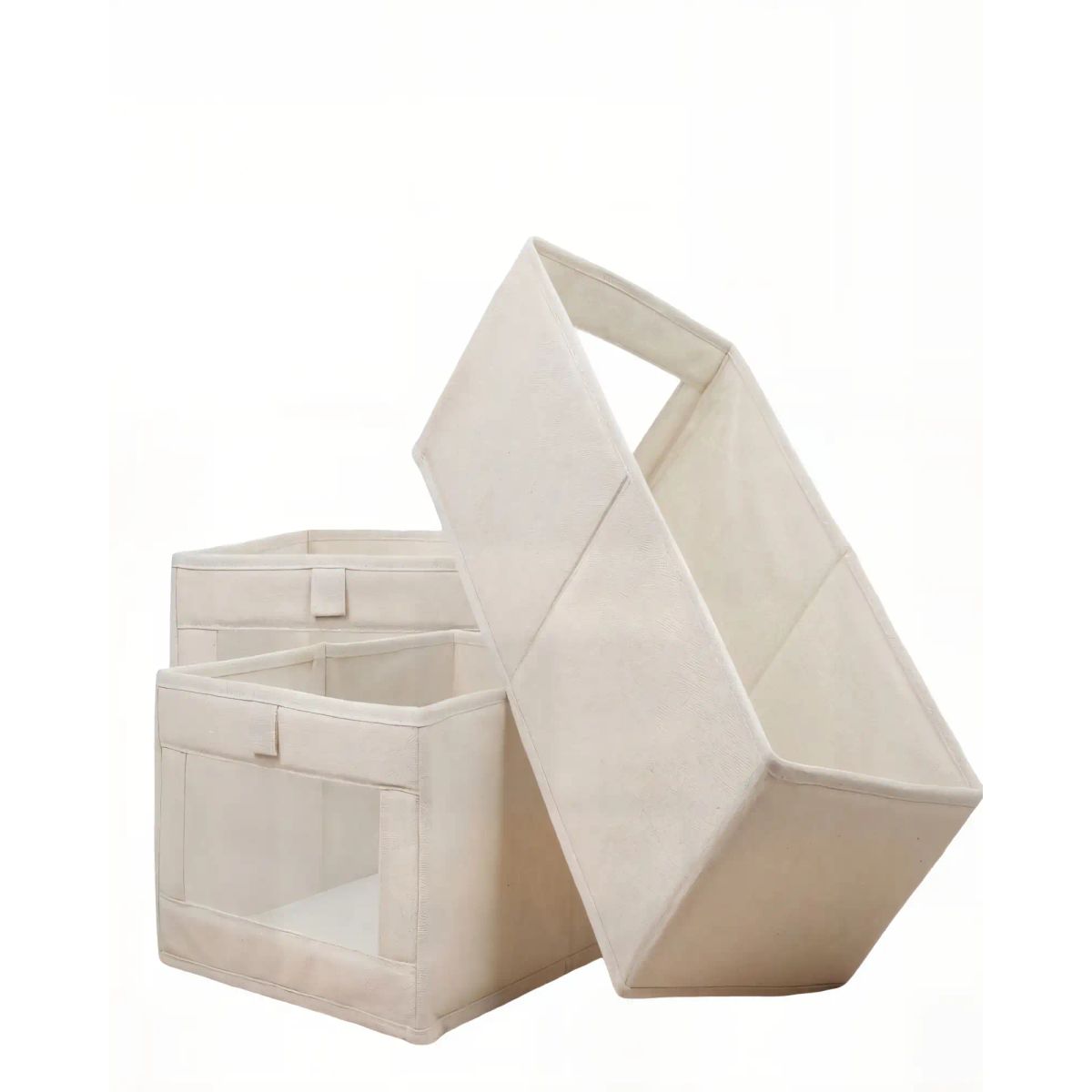 GENERICO - SET DE 3 CANASTOS ORGANIZADOR 40CMX27CMX17CM COLOR BEIGE
