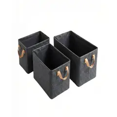 GENERICO - SET DE 3 CANASTOS 20CMX47CMX28CM COLOR GRIS