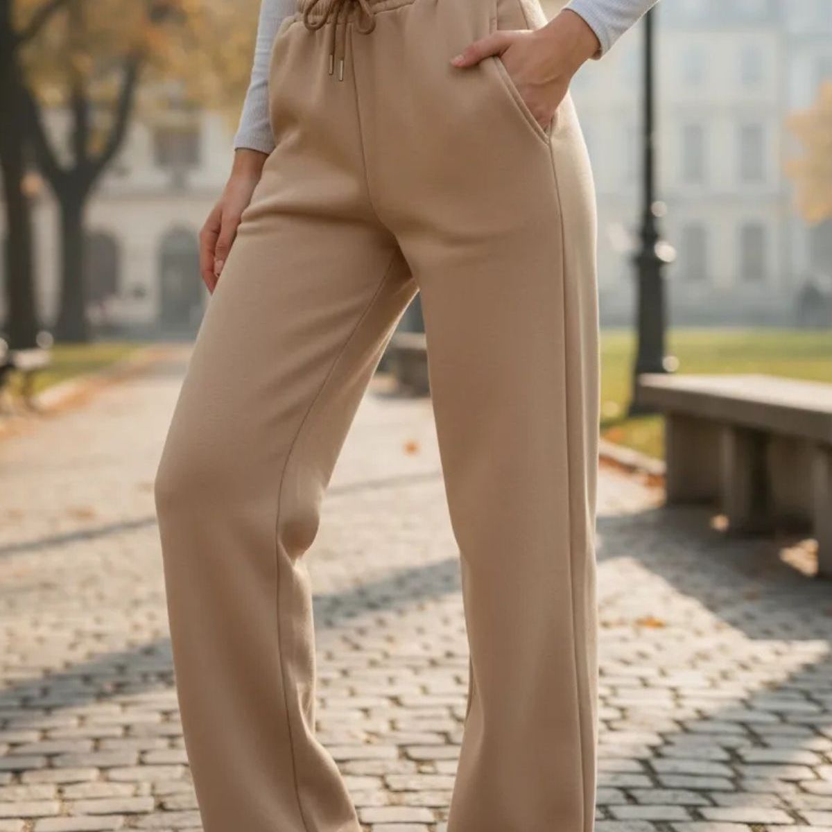 LOOK SHOP - Pantalón Jogger Mujer Recto Forro Interior Corderito. Grueso 8675