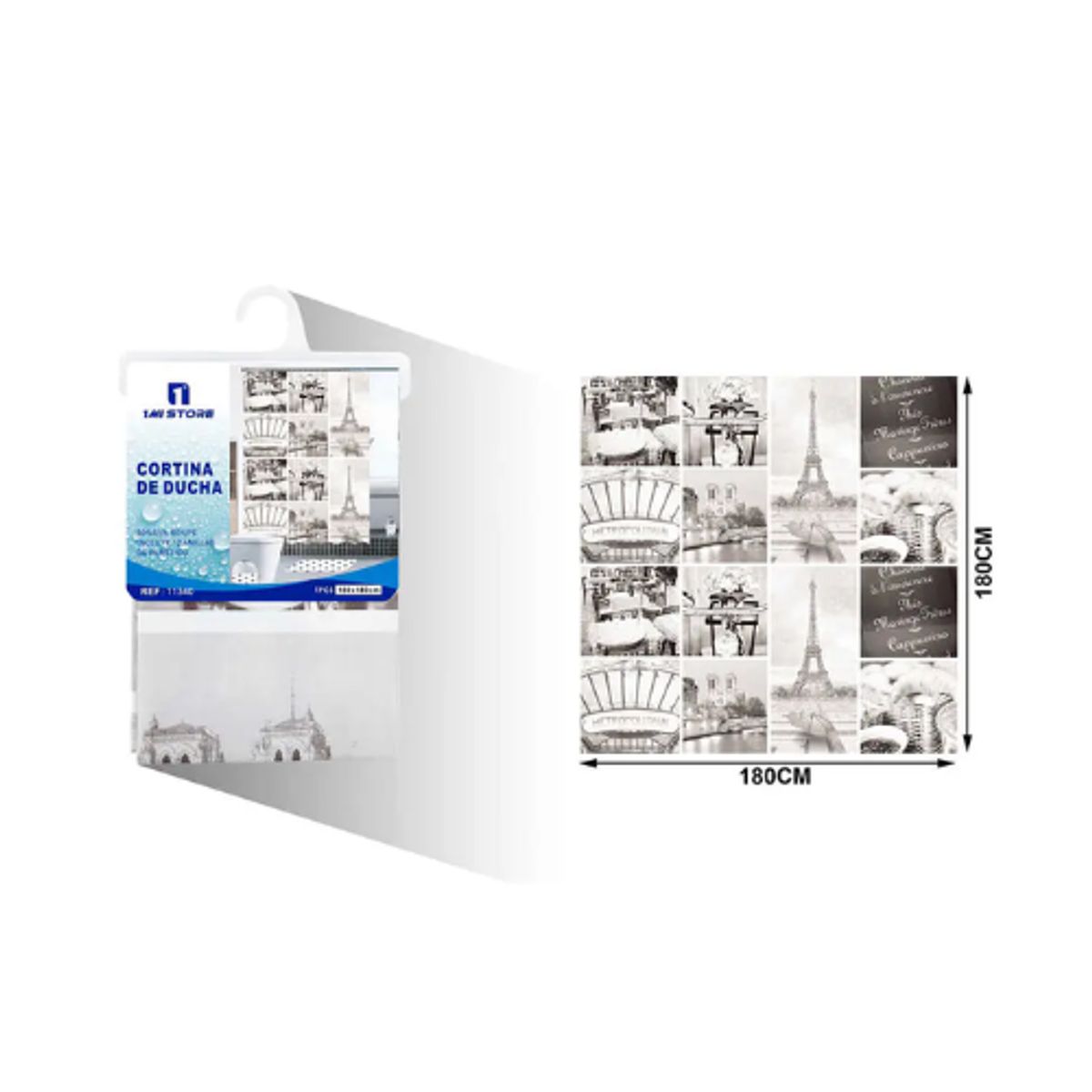 GENERICO - Cortina de Baño Anti-Hongos Impermeable - Diseño Elegante y Duradero