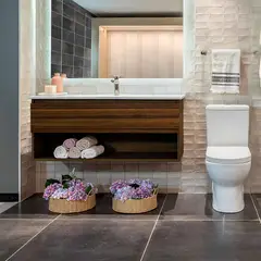STRETTO - Mueble Vanitorio Belle Roble + Cubierta 70x46x50 cm
