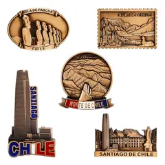 GENERICO - Pack 5 imanes souvenir Chile cobre oscuro