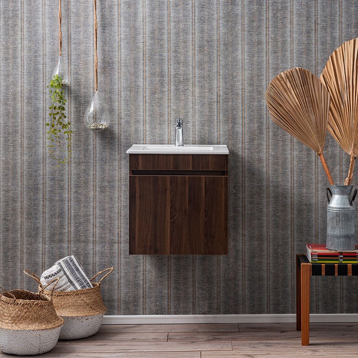 STRETTO - Mueble Vanitorio Moyen Roble + Cubierta 50x46x50 cm
