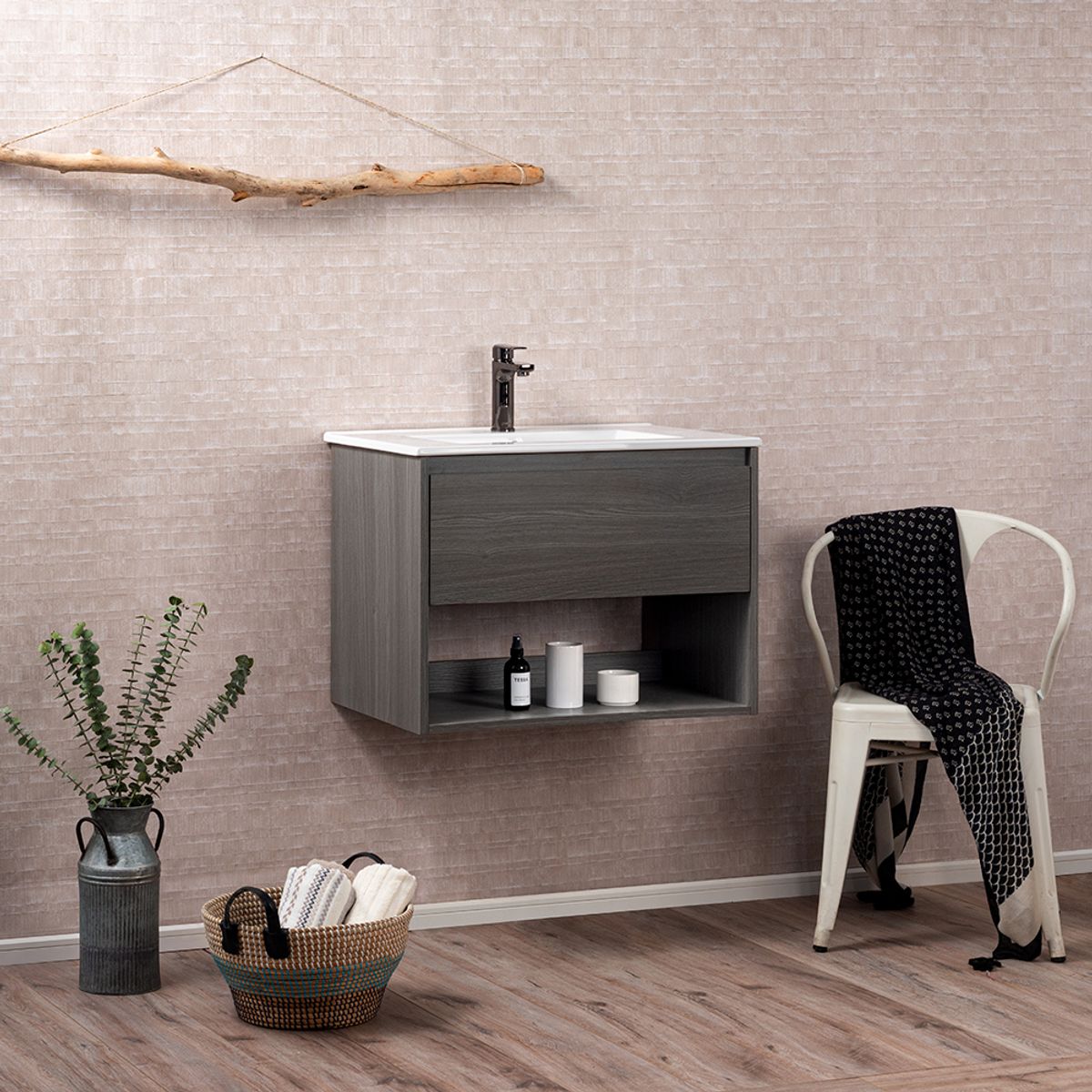 STRETTO - Mueble Vanitorio Zoé Ulmo + Cubierta 70x46x50 cm
