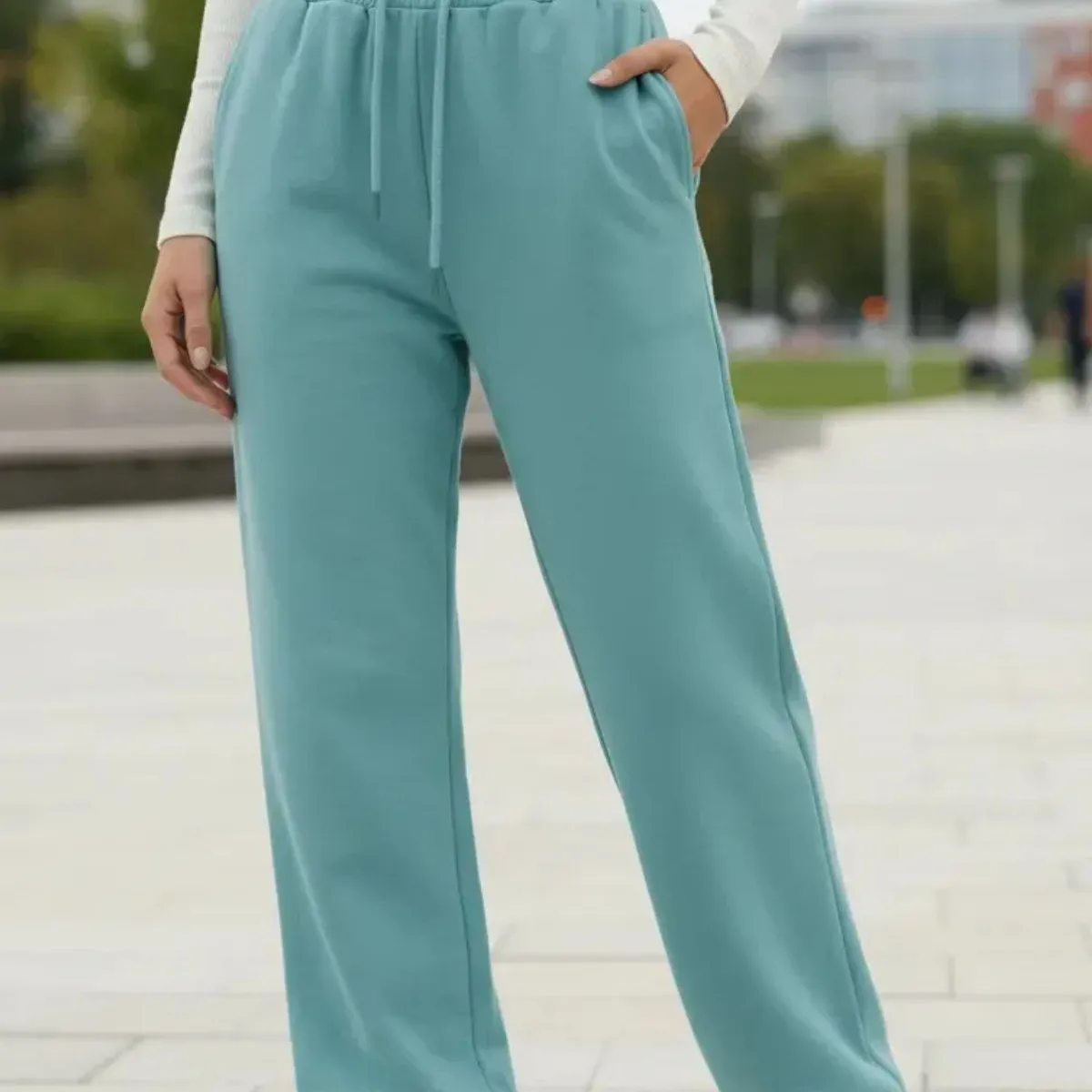 LOOK SHOP - Pantalón Jogger Mujer Recto Forro Interior Corderito. Grueso 8675