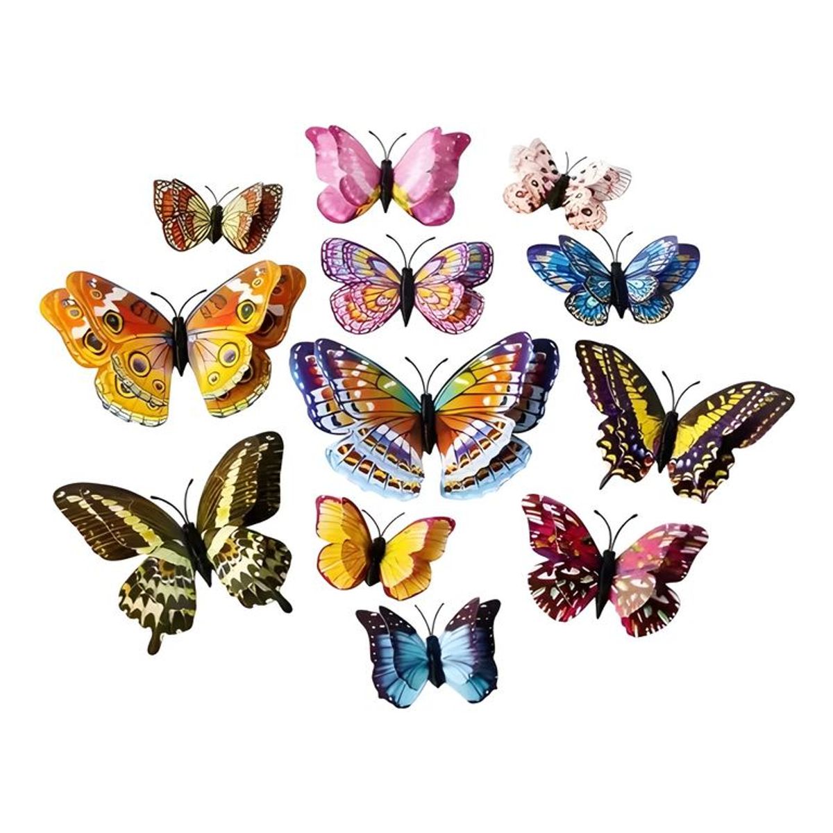 GENERICO - Pack 12 mariposas con imán decorativo surtido