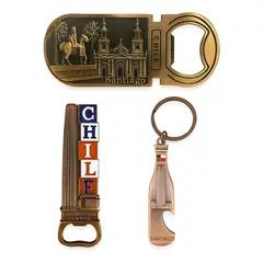 GENERICO - Pack 3 imanes souvenir Santiago de Chile cobre