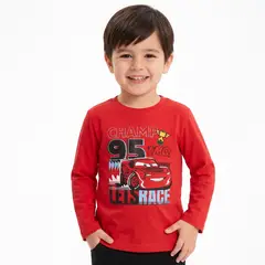 DISNEY - Polera Manga Larga Niño Let's Race Cars Rojo