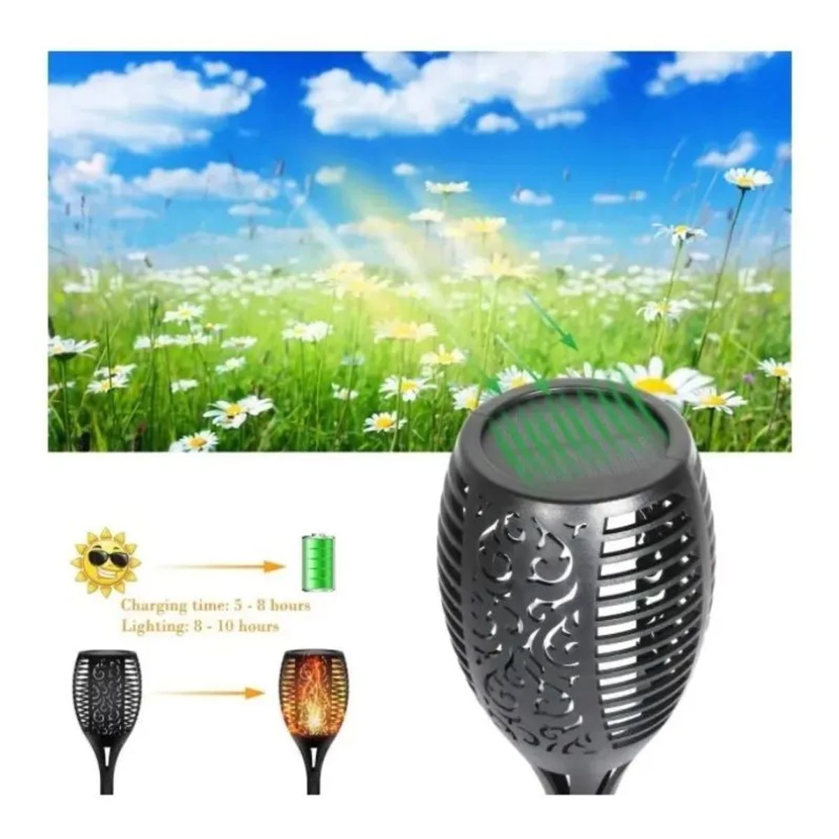 GENERICO - Pack X4 Lampara Led Luces Solares Antorchas Estaca
