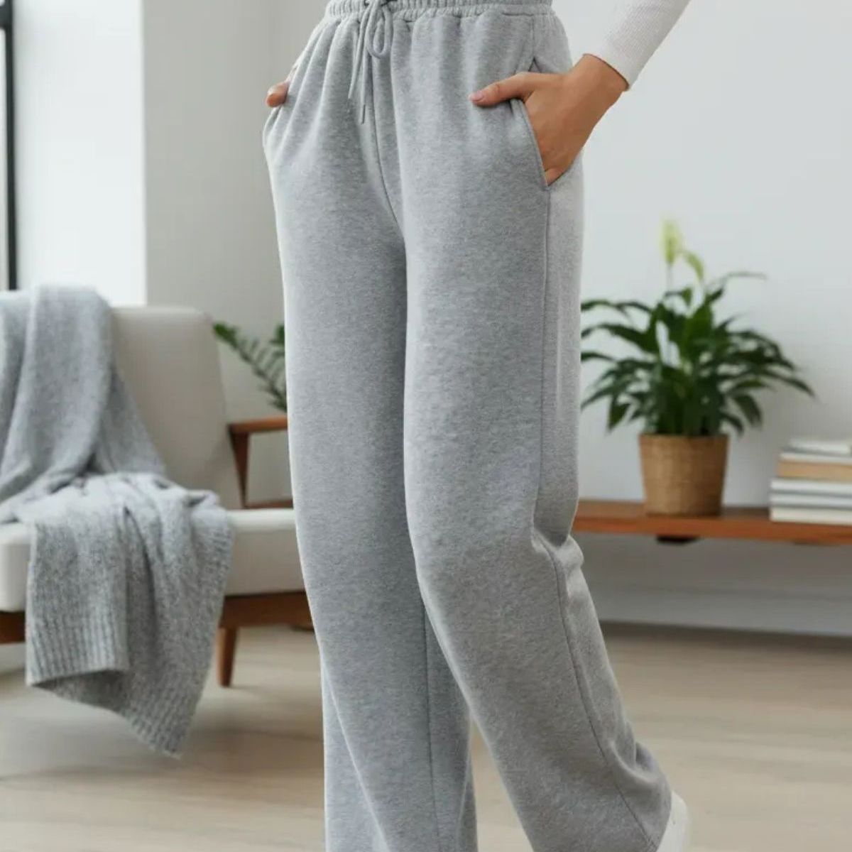 LOOK SHOP - Pantalón Jogger Mujer Recto Forro Interior Corderito. Grueso 8675
