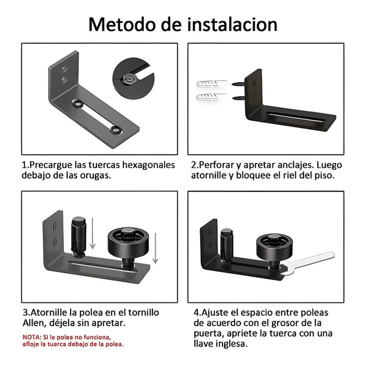 GENERICO - Guía de suelo 8 en 1 para puerta corredera acero