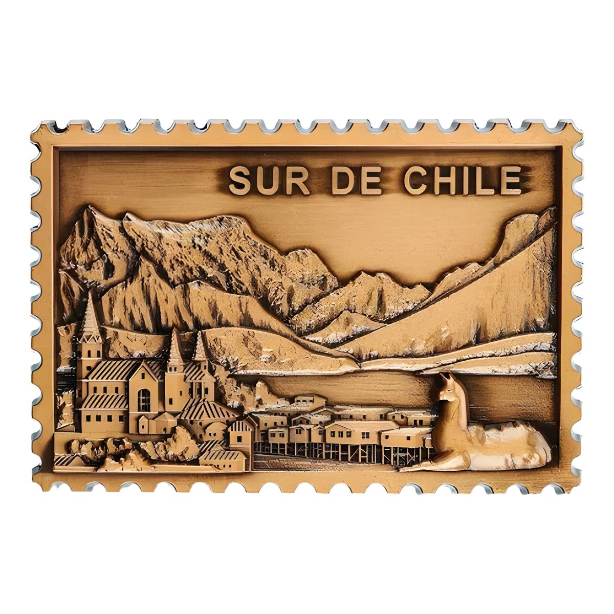 GENERICO - Pack 5 imanes souvenir Chile cobre oscuro