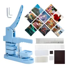 GENERICO - Máquina de chapitas con kit imanes 100 piezas azul