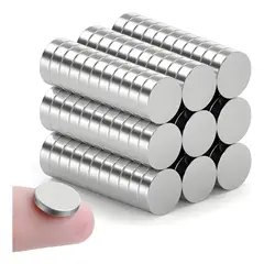 GENERICO - 150 imanes redondos 10x2 mm refrigerador plateado