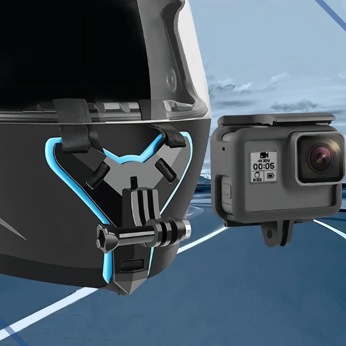 GENERICO - Soporte De Barbilla Para Casco Sjcam Gopro Cámaras Acción Negro BELUG