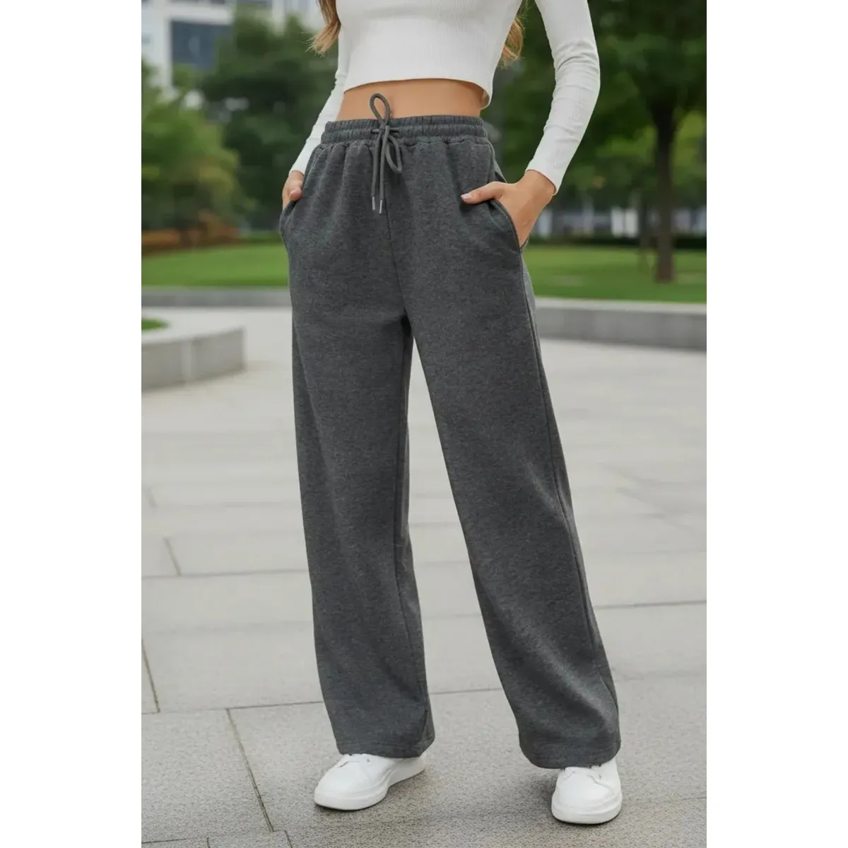 LOOK SHOP - Pantalón Jogger Mujer Recto Forro Interior Corderito. Grueso 8675