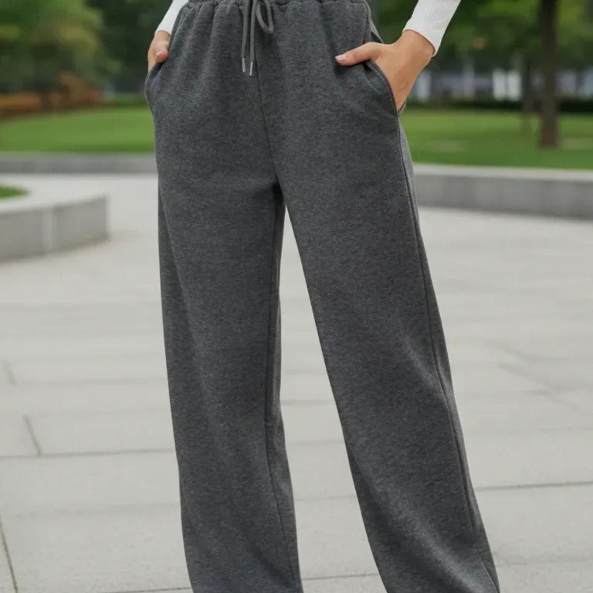LOOK SHOP - Pantalón Jogger Mujer Recto Forro Interior Corderito. Grueso 8675