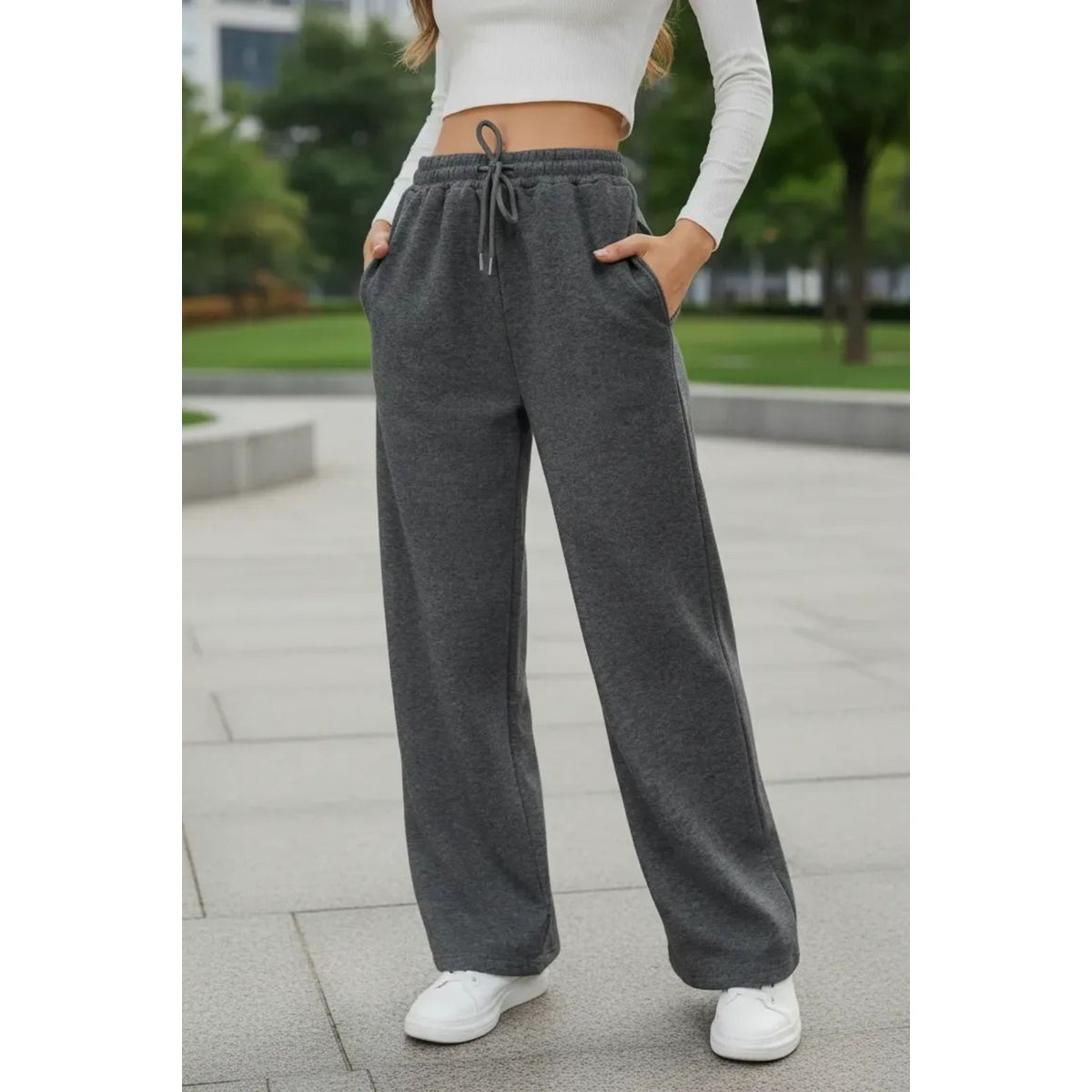 LOOK SHOP - Pantalón Jogger Mujer Recto Forro Interior Corderito. Grueso 8675