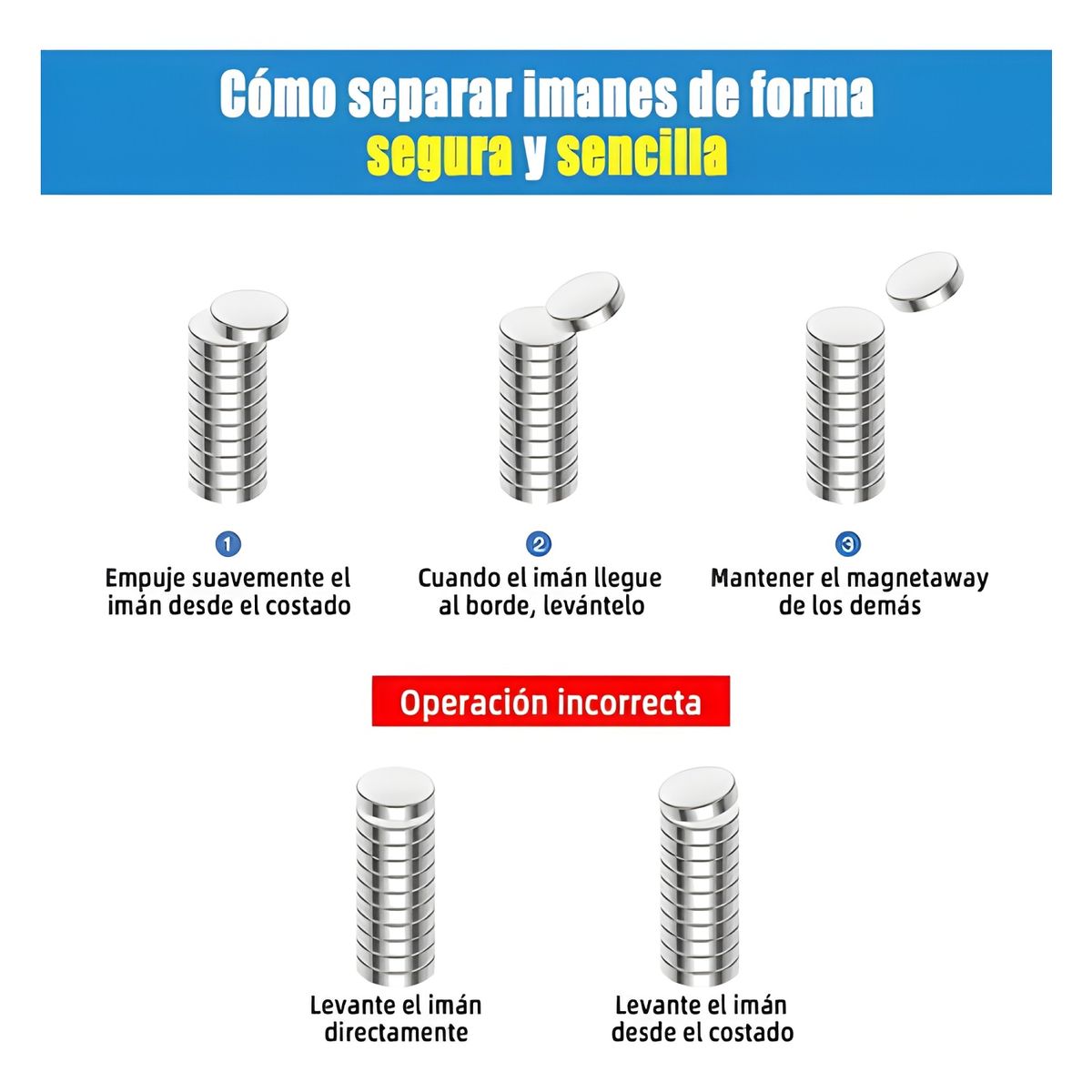GENERICO - Pack 200 imanes magnéticos 5x2 mm refrigerador plateado