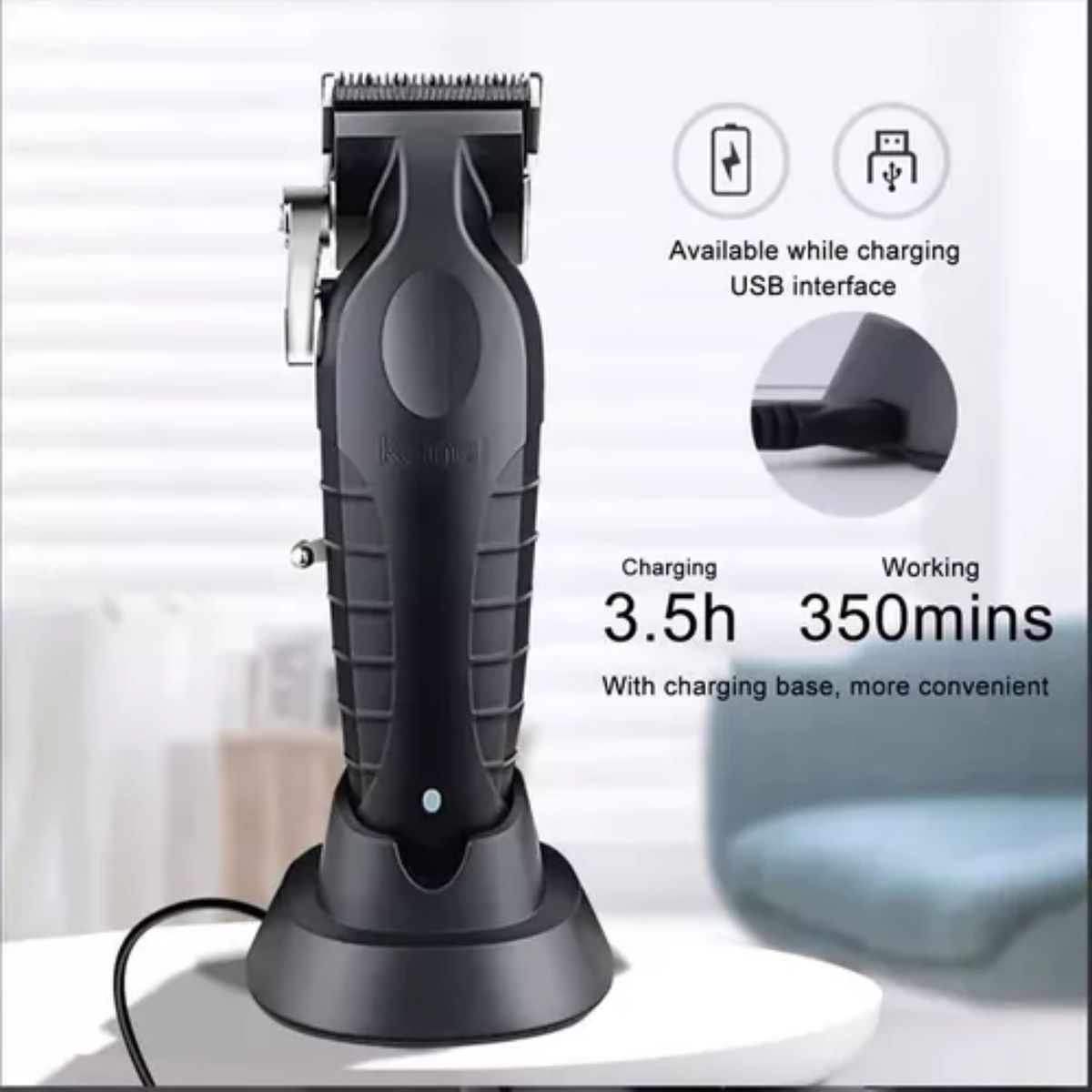 KEMEI - Maquina Kemei 2296 CortaPelo Inalambrica Con Base De Carga