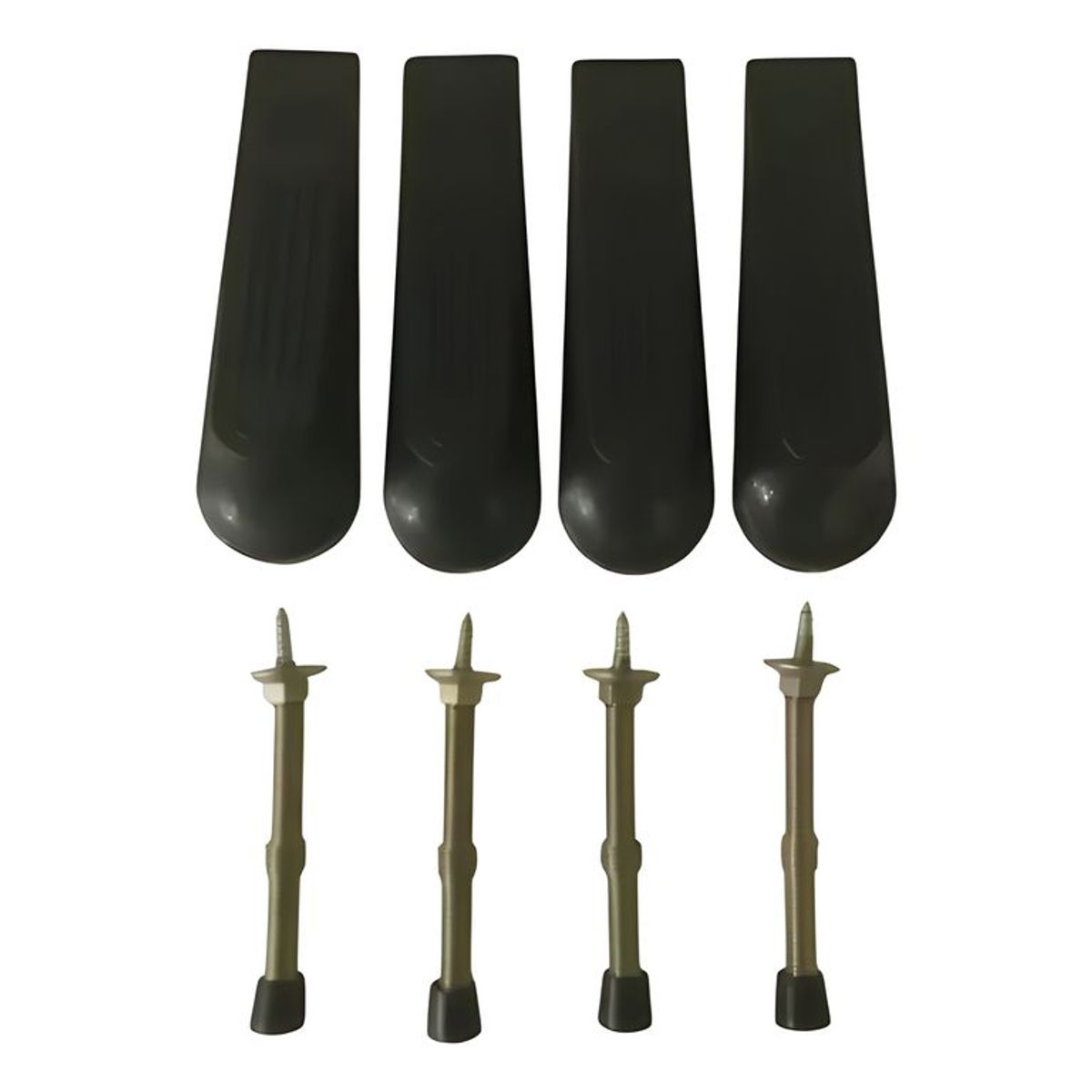 GENERICO - Pack 4 Topes Puerta Recto Flexible + 4 Cuñas negro 5