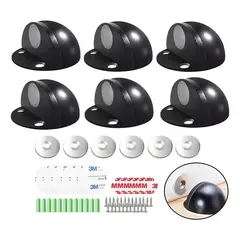 GENERICO - Pack 6 topes de puerta magnéticos negro