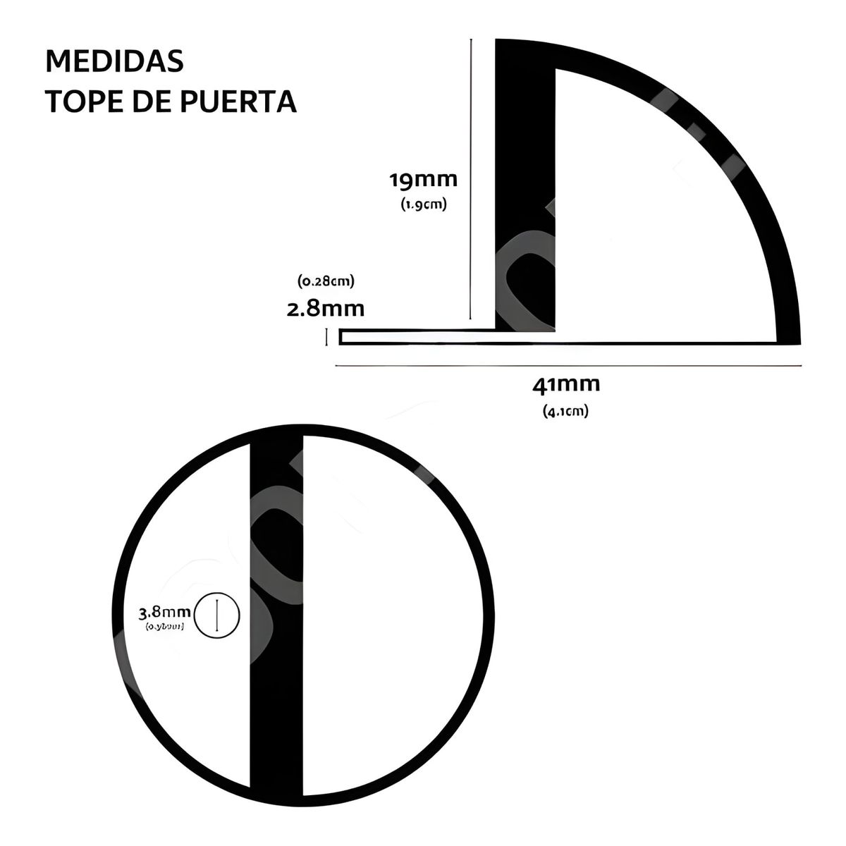 GENERICO - Tope de puerta para piso media luna satinado