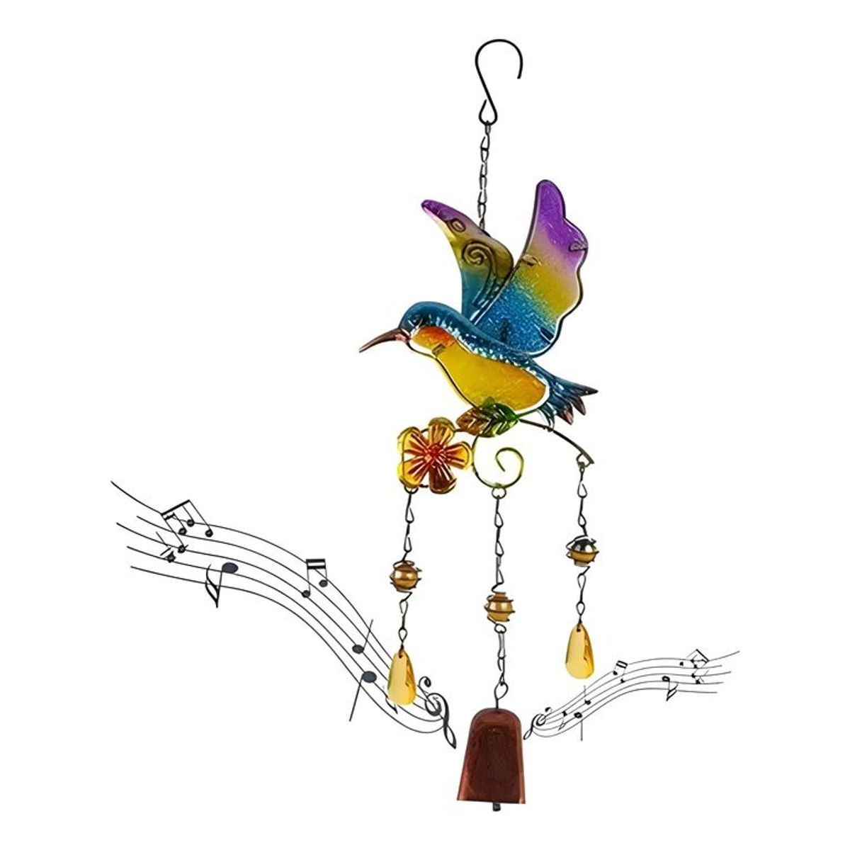 GENERICO - Colgante Jardín Colibrí Vidrio Y cobre 3