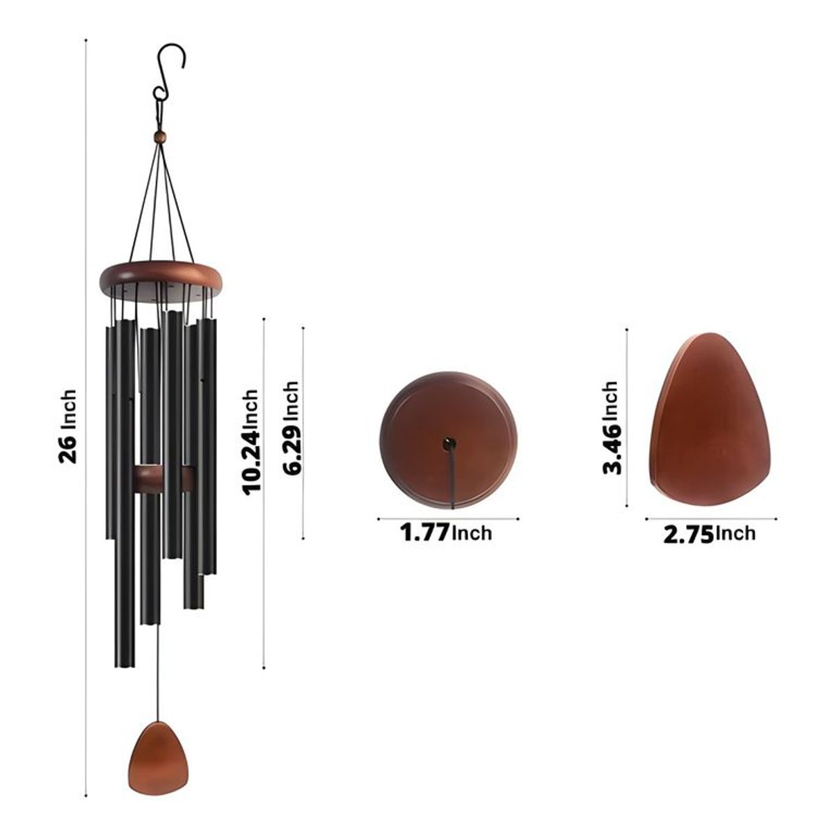 GENERICO - Campana De Viento Aluminio Decorativa dorado oscuro 4