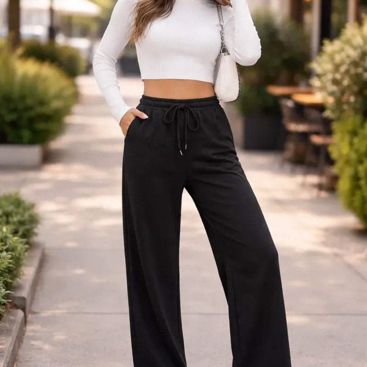 LOOK SHOP - Pantalón Jogger Mujer Recto Forro Interior Corderito. Grueso 8675