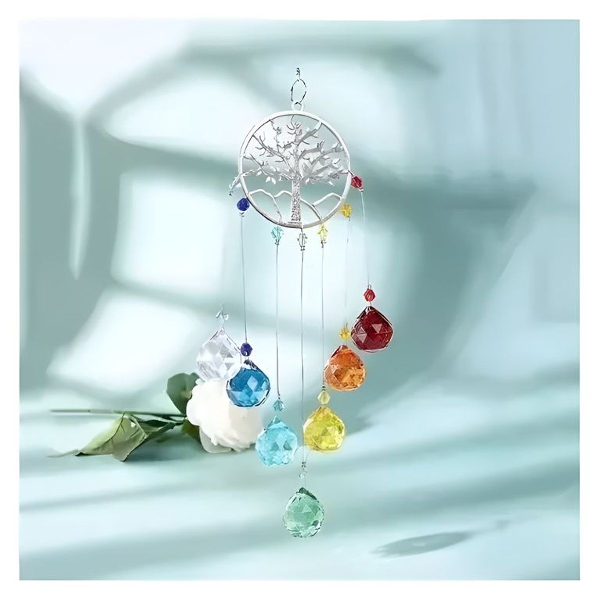 GENERICO - Atrapasol Árbol De La Vida 7 Chakras blanco
