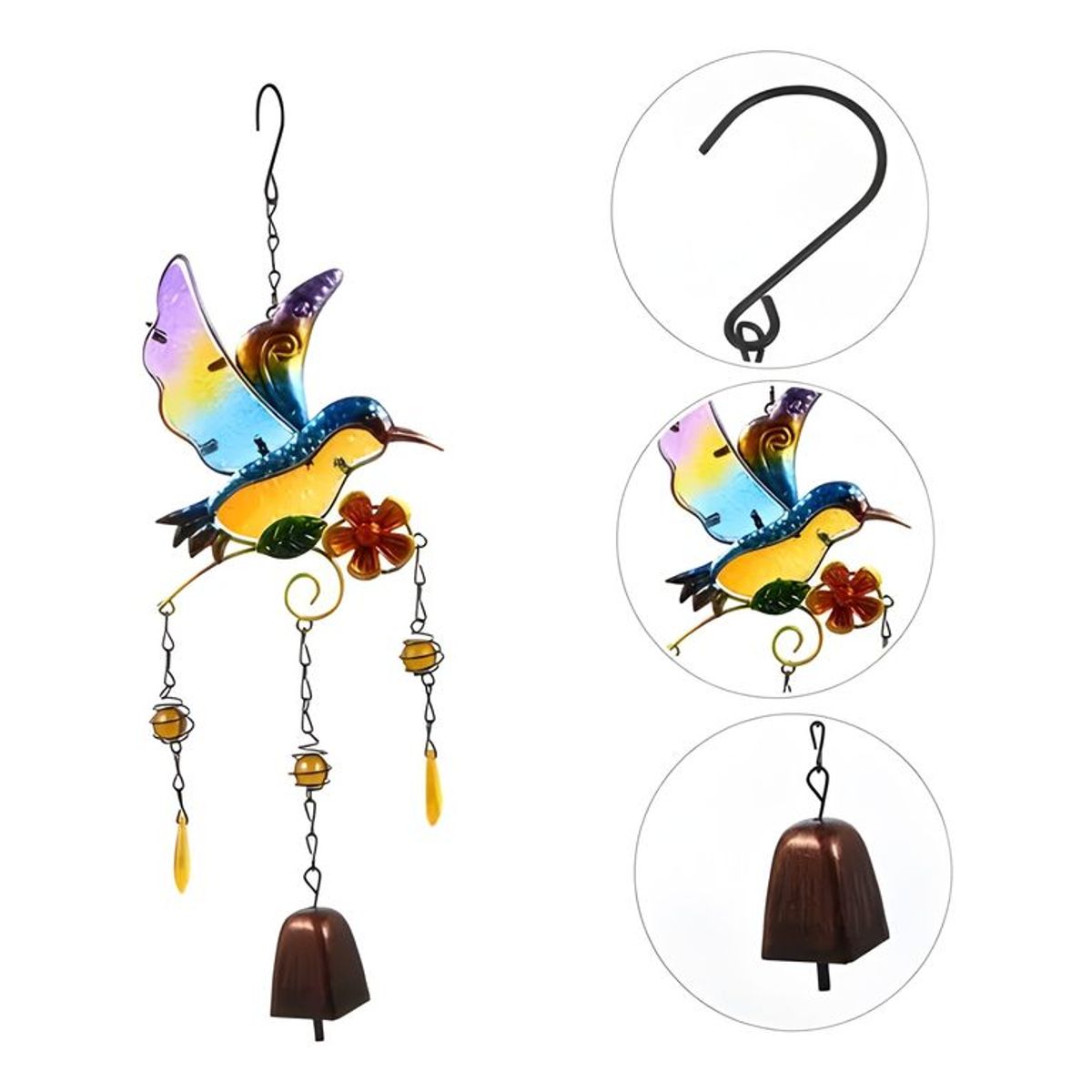 GENERICO - Colgante Jardín Colibrí Vidrio Y cobre 12