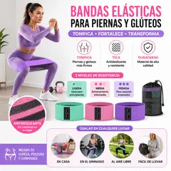 MOVI - Bandas de Elasticas para piernas y glúteos, tela antideslizante, 3 niveles