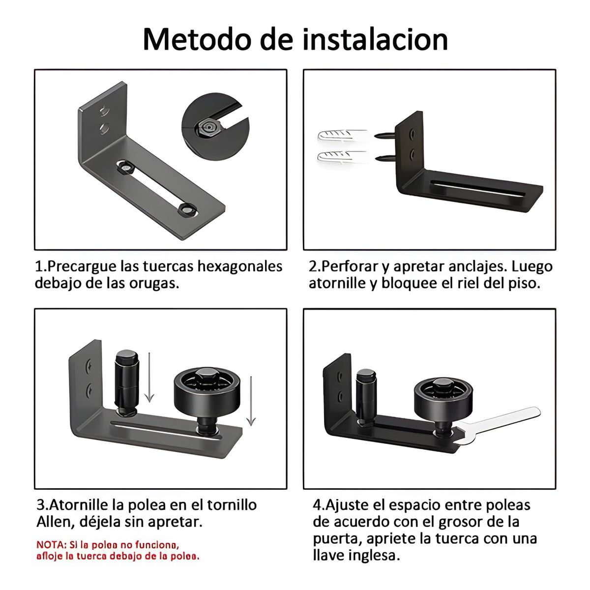 GENERICO - Guía de suelo 8 en 1 para puerta corredera acero