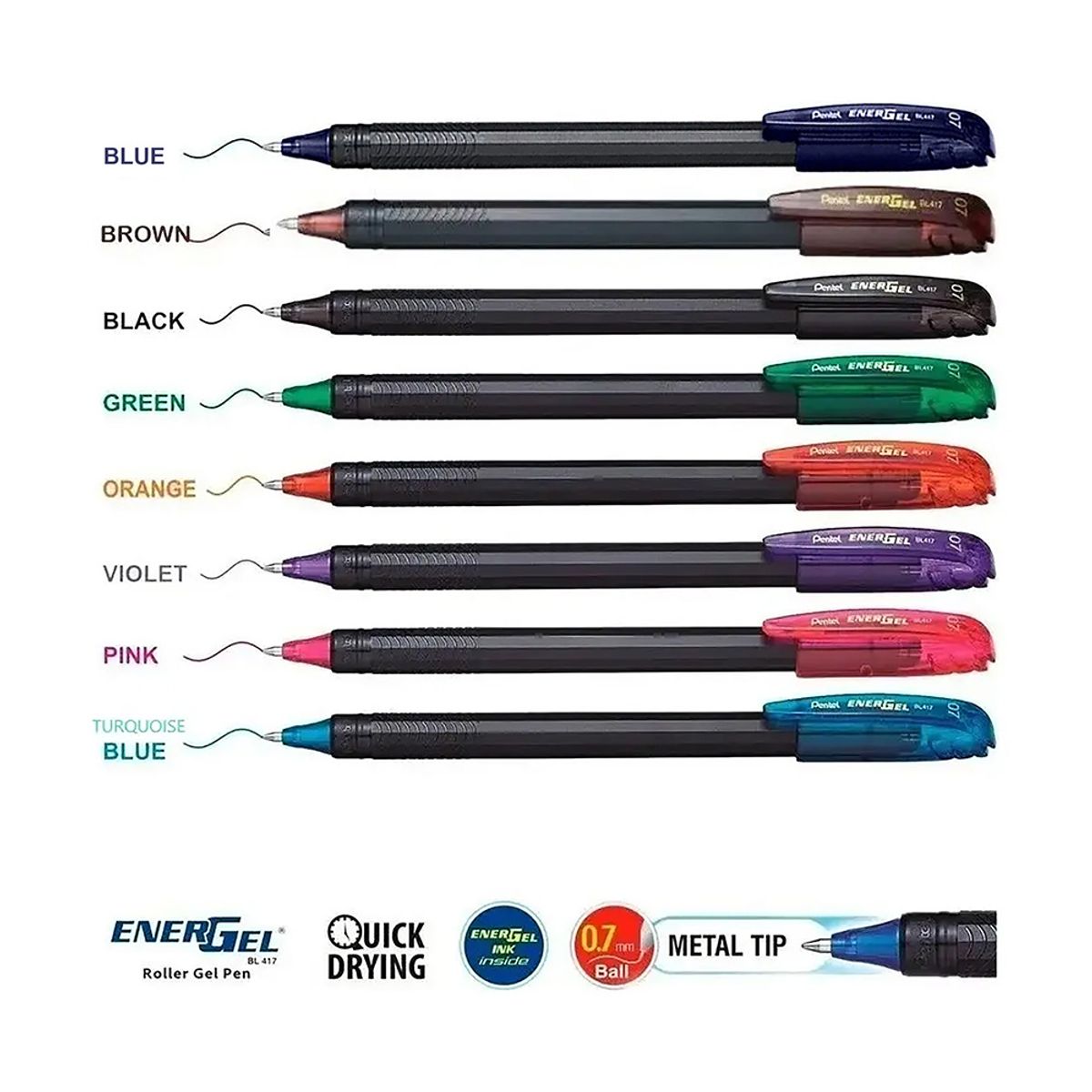 PENTEL - Set 8 Lápiz Gel Makkuro 0.7mm Pentel
